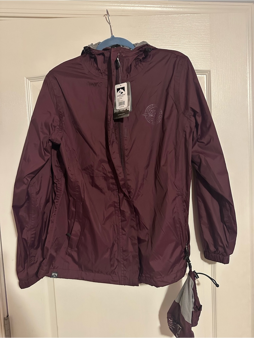 NWT Storm Creek Women's Packable Rain Jacket Plum Hooded AOPA Pilot Logo L